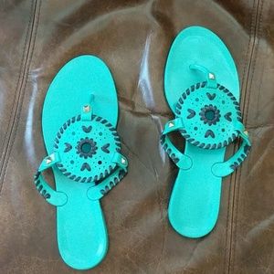 Turquoise and Navy Jack Roger Jellies Size 9